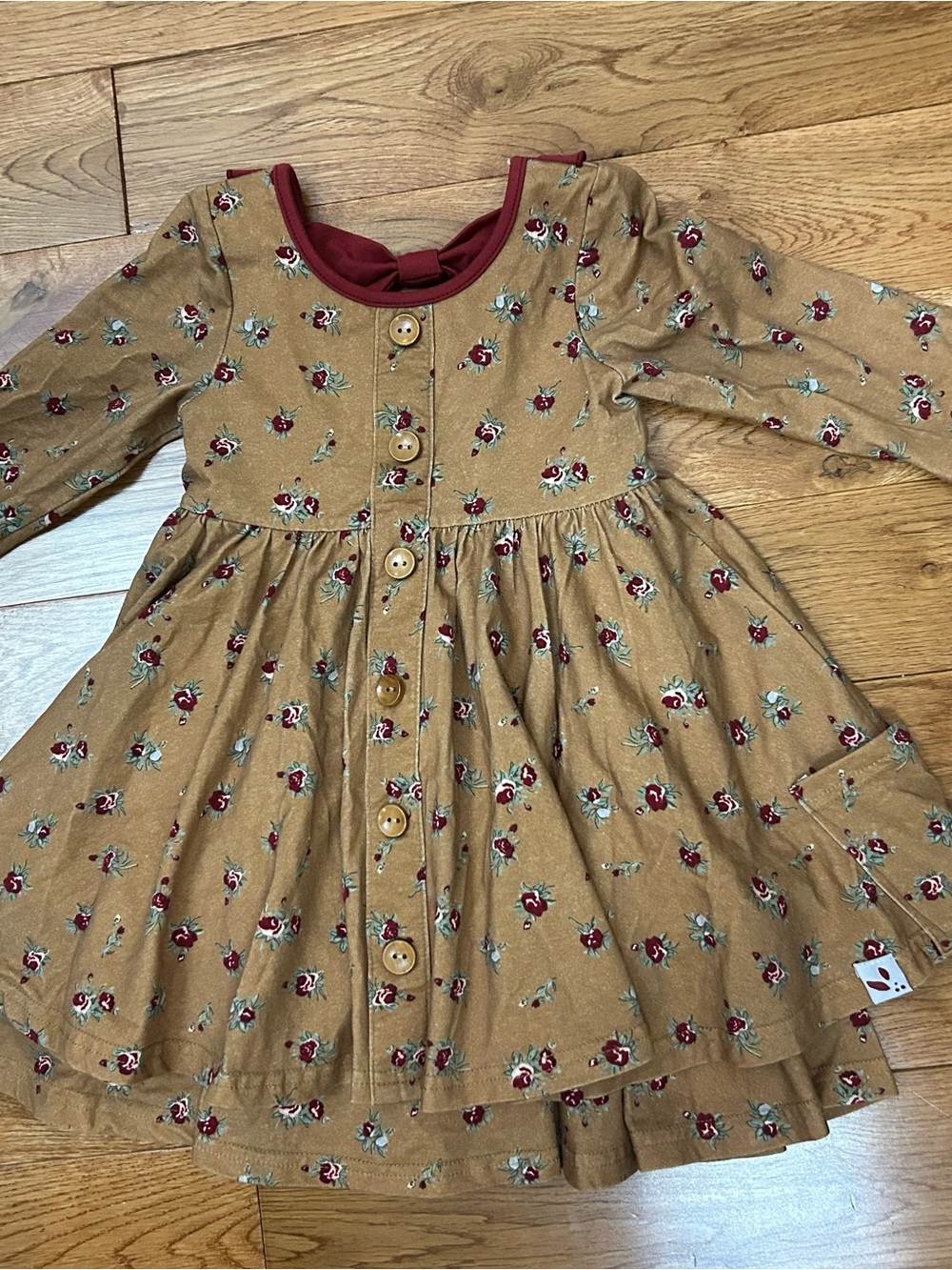 SweetHoney 2T Floral Button Front Twirl Dress Long Sleeve Cottagecore Roses